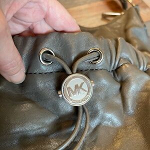 Michael Kors Charcoal Leather Bag with Silver Accents